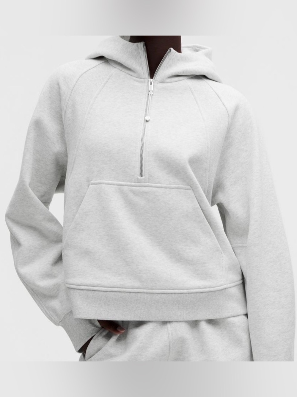 Lululemon Scuba Oversized Half Zip Crop Hoodie XL/XXL Heathered Lt Grey